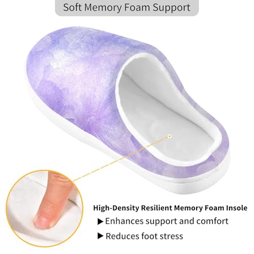 JUNZAN Purple Beautiful Pattern Women Cotton Slippers Non Skid Memory Foam Guest Slippers for Outdoor Christmas Presents 6-72