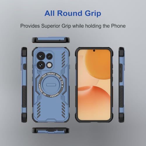 Image of amazon basics Back Case Cover for Oppo Reno 16C 5G | Magnetic Case with Built-in Metal Ring | Supports MagSafe Charger, Wallet & Car Mount | Shockproof Hybrid PC + TPU | Blue