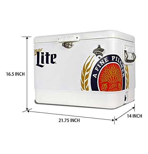 Miller Lite Exclusive Ice Chest Beverage Cooler With Bottle Opener 51 Liter /54 Quart For Camping, Beach, Rv, Bbqs, Tailgating, Fishing #TOP2