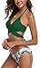 SHEKINI Women's Criss Cross Push Up Halter Bandage Bikini Set Floral Printed Swim Bottoms Two Piece Swimsuits (Large, Green)