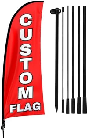 QSUM 7ft Custom Advertising Feather Flag with Pole Kit, Ground Stake ...
