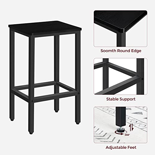 Mahancris Bar Stools, Set Of 2 Bar Chairs With Footrest, 2-Piece Dining Stools, 25.8-Inch Height, Rectangular Industrial Bar Stools, Strong Metal Frame, For Dining Room, Kitchen, Black Bahb0101 #TOP4