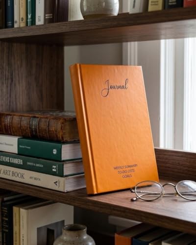 Image of Unruled Premium Hardcover Journal Notebook | Weekly Summary, To-Do Lists & Goal Planner | Undated Productivity Journal | A5 Size, Smooth Writing Pages | 100gsm Thick Paper, 80 Sheets /160 Pages Per Book | Elegant Notebook for Work, Study & Personal Planning (ORANGE, Unruled)