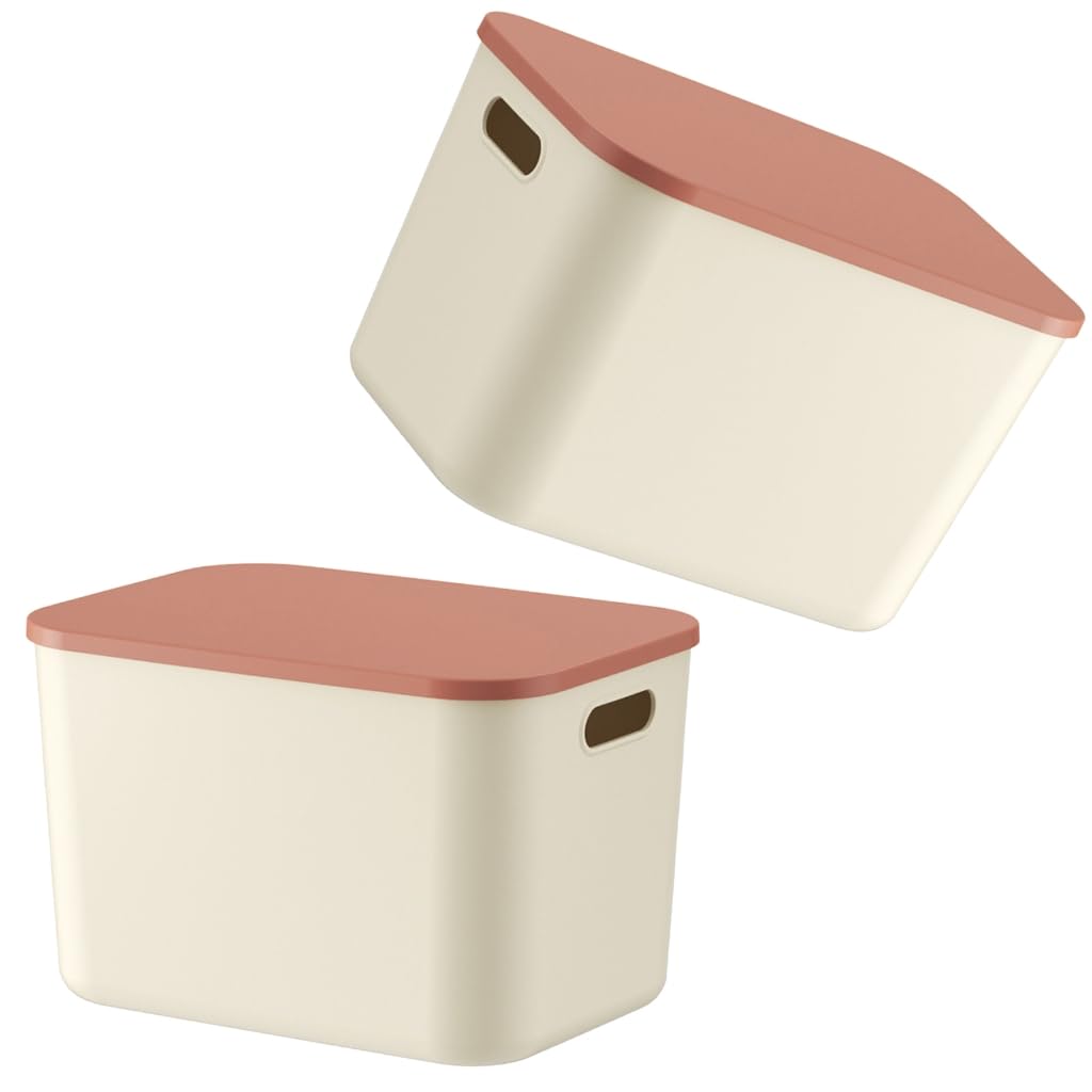 Elnwnnkc Cream Colored Stackable Storage Box with Lid Multipurpose Organizers Storage Container for Home
