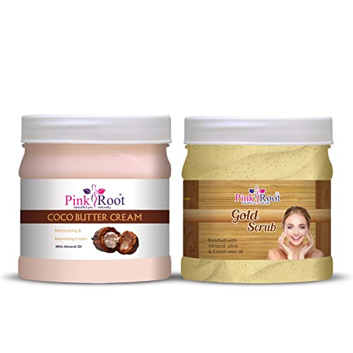 Image of Pink Root Gold Scrub 500gm with Cocoa Butter Cream 500gm