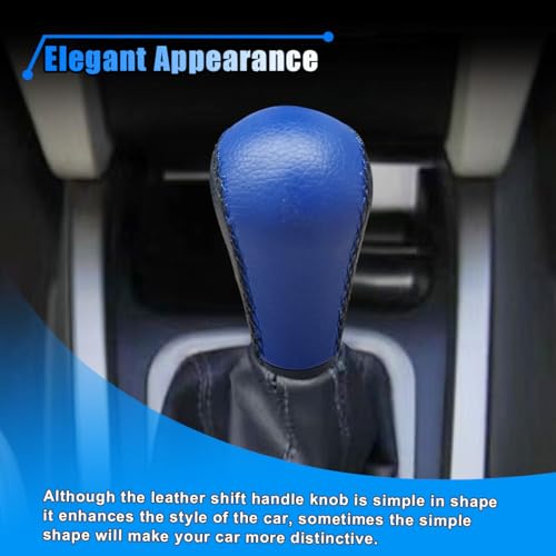 KITUREK 5 Speed Shifter Knobs, Manual Transmission Shift Knob, Handle Leather Gear Stick, Universal Car Accessories for Most Manual Vehicles (Black/Blue)