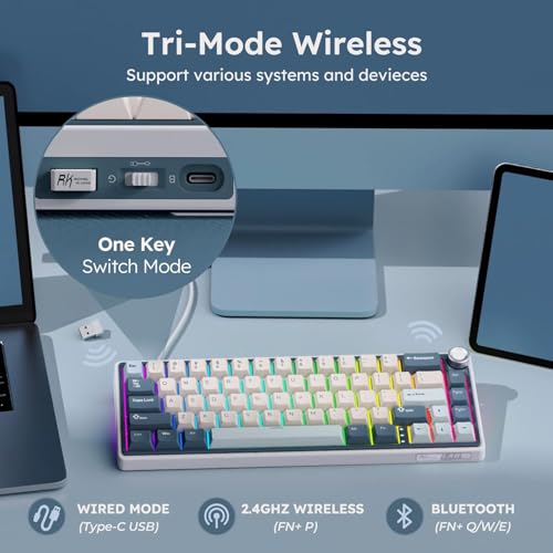 Image of RK ROYAL KLUDGE Keyboard (Blue, Cream Switch, Wireless, Wireless)