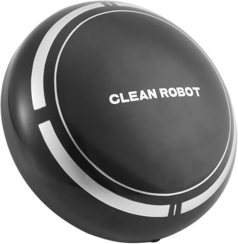 Générique Aspirateur Robot Laveur,Aspirateur Robot 3 en 1,Navigation Intelligente,Ultra-Mince Silencieux,Adapté aux Poils d'animaux,Alimentation par Piles AA,Idéal pour Tapis Sols Durs-Noir (Blanc)