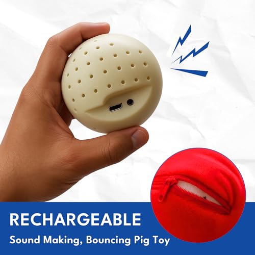 Image of Interactive Talking Pig Plush Toys for Dog - USB Rechargeable & Washable - Musical Pet Toy for Dogs to Play - Vibrating Ball & Plush Pig Dog Toy for Medium & Large Dogs