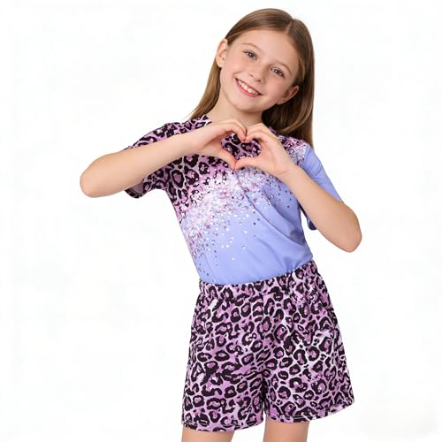 Image of Axumity Kid Toddler Girl Clothes Summer Ruffle Sleeve Figure Graphic Shirt + Shorts Summer Outfits Set
