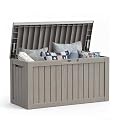 Mars Villa Deck Box, Outdoor Storage Box Waterproof, 80 Gallon, Grey