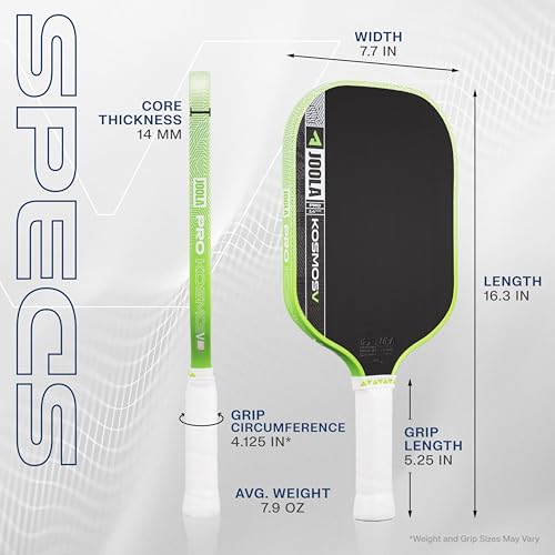 Image of JOOLA Pro V Pickleball Paddle - 14mm /16mm - Raw Carbon Fiber Textured Surface - Enhanced Frame & Propulsion Core, USAPA & UPA-A Certified, NFC Chip Enabled, Premium Control & Lightweight Performance