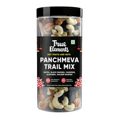 Image of True Elements Panchmeva Trail Mix 400g - Mixed Dry Fruits | Mixed Nuts | Healthy Snacks | Trail Mix | Premium Dry Fruits | Almonds | Raisins | Cashews | Dates | Blackcurrant | Protein Rich Snack