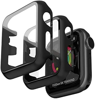 Jvchengxi 2 Pack Matte Case Compatible with Apple Watch 38mm Series 3/2/ 1 with Tempered Glass Screen Protector, Black Hard PC Bumper Cover All-Around Protective Shell iWatch Accessories