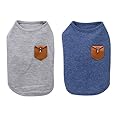 YAODHAOD Minimalist Dog T-Shirt, Dog Cat Clothes, Blue and Gray, 100% Cotton, for Mini Dog, Small Dog and Cat (2pack) (L(Fox Terrier and Corgi))