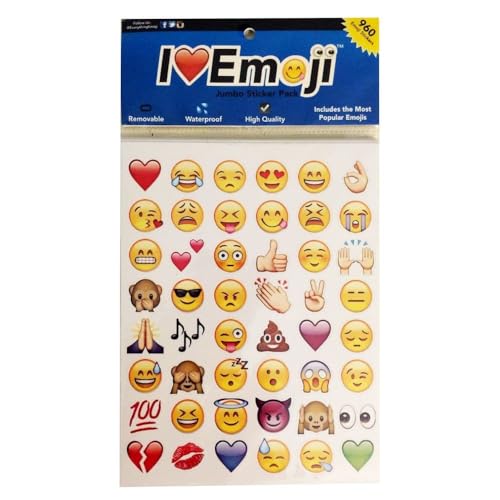 Emoji Jumbo Stickers | 960 Most Popular Emoticons | Larger In Size | Cool Educational and Fun