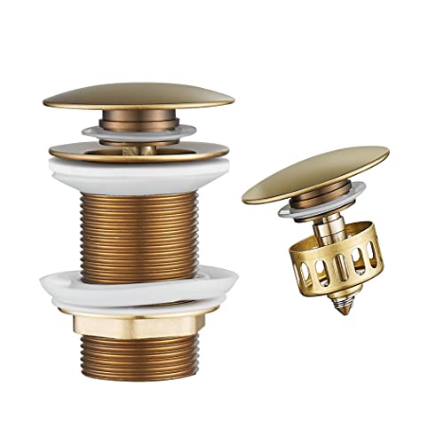 WOMAO Ottone Lavello per Lavabo Pop-Up, Antico Piletta Click Clack senza Troppo Pieno, Piletta Bidet con Cestello Filtrante Universale