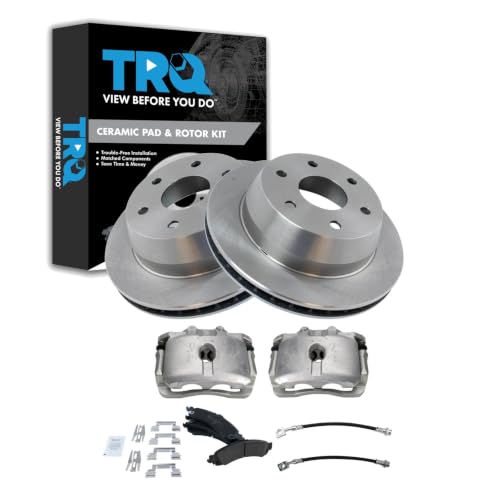 Image of TRQ Brake Pad & Rotor Kit Ceramic Compatible with 2005-2006 Cadillac Escalade 2002 GMC Yukon