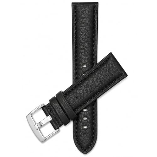 Image of Bandini Mens XL Extra Long Leather Watch Band or Regular Strap, Classic or Buffalo Pattern - 4 Colors, With or Without Stitch - 18mm 20mm 22mm 24mm 26mm 28mm 30mm Leather Watch Band for Men