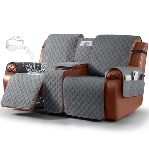 La mejor comparación de Sillon Con Portavasos para comprar hoy. 41 Ruaozz Funda impermeable para sofá reclinable de dos plazas con consola, fundas antideslizantes para sofá reclinable, fundas para sofá dividido con correas elásticas para...