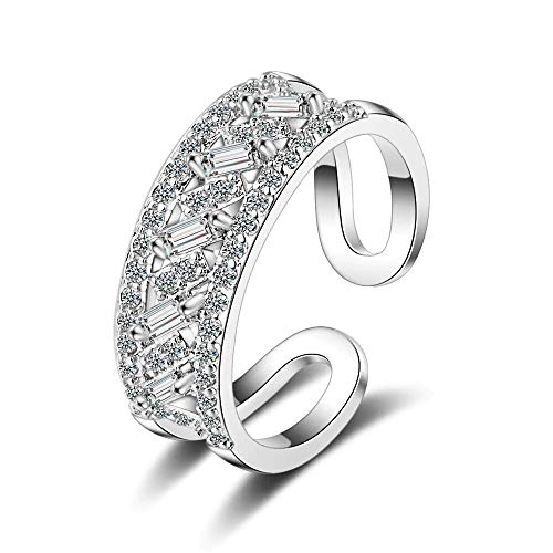 24 JOYAS Bague réglable à Double Couche avec Strass en Argent pour Femme, Anniversaire, Anniversaire ou Cadeau Romantique Cover