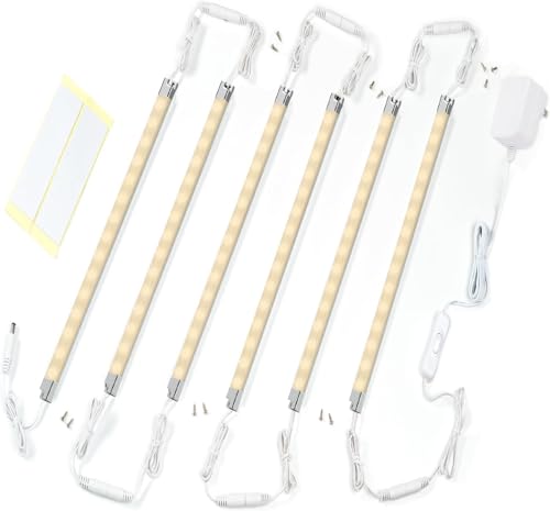Under Cabinet LED Lighting Kit - Warm White (3000K) | 6x Linkable Display Case Light Strips | Ultra-Slim & Energy Efficient | Includes Rocker Switch & UK Adapter | Ideal for Kitchens & Closets