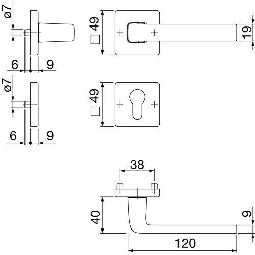 HOPPE Maniglia Dublin su rosetta rettangolare PZ
