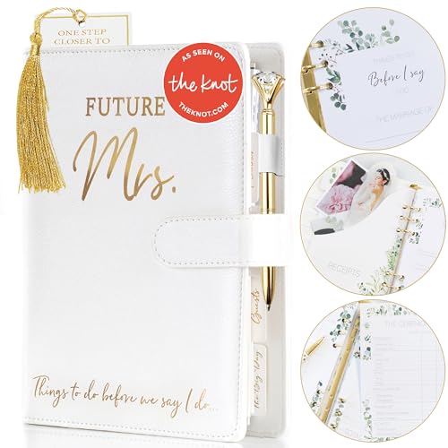 Wedding Planner Book and Organizer for The Bride -Faux Leather, Gold Foil 