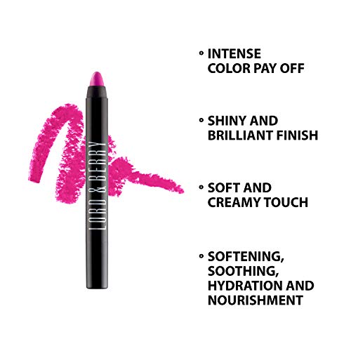 Lord & Berry 20100 Crayon Shining Lipsticks Intense Color With Soft & Creamy Touch Enriched With Vitamin E Hydrating Long Lasting Lipstick For Women, Vegan & Cruelty Free Makeup Set, Fuchsia #TOP3