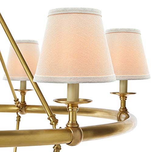 Small Lamp Shade Set Of 6 Chandelier Shades 3" X 6" X 5" White Linen Lampshade Clip-On Bulb #TOP6