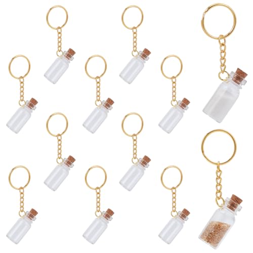 10 Petites bouteilles en verre avec liège et fermoirs dorés pour décoration 8.2cm