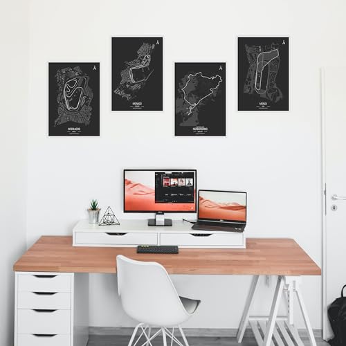 Image of CodersParadise Formula 1 Wall Posters 8x12 Inch (A4) F1 Race Map Prints, Premium Motorsport Wall Art for Bedroom, Living Room & Office Decor, Thick Cardstock with Glue Dots Included - Pack of 6