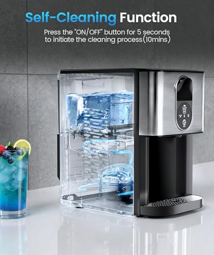 Image of Antarctic Star Countertop Nugget Ice Maker, 2.4L Tank, 44 lbs /24H, Silver | Chewable Pellet Ice Machine with Contactless Dispensing, 2.4L Removable Reservoir and Self-Cleaning for Home or Office