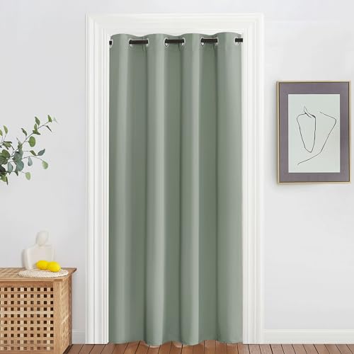 NICETOWN Sage Green Blackout Family Home Curtain - Grommet Thermal Insulated Room Darkening Window Treatment Sound & Light Blocking Drape for Bedroom/Living Room (W52 x L78, 1 Panel)