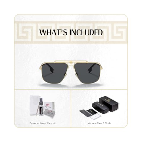 Versace VE2242 Rectangular Sunglasses for Men +BUNDLE with ACCESSORY EYEWEAR KIT2