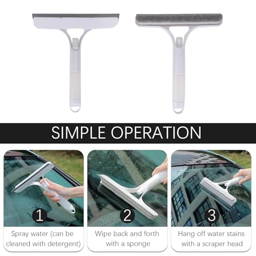 Image of Generic Shower Squeegee for Shower Glass Door, Spray Water and Wipe 2 in 1, Bathroom Cleaner Tool Household Window, Kitchen tabletop, Mirror Squeegee, Tile Wall, Car Windows (10 Inches-White)