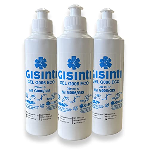 GISINTI Gel de 260 ml para ecografía gel ultrasónico no irrita fabricado en Italia, paquete de 3 unidades