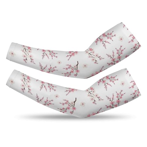 Cooling Arm Sleeves, Branch Of A Flourishing Tree Cherry Flowers Blossoms Spring Theme Art, Sun Protection Compression Sleeves for Outdoor Sports, Travel, Women Men Anti Scratch Sleeve Covers, (L)