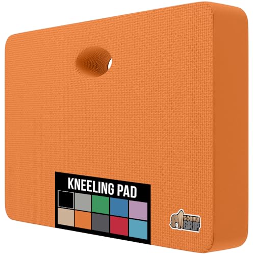 Image of GORILLA GRIP Extra Thick Supportive Foam Kneeling Pad, Large Cushion Heavy Duty Knee Pads for Gardening, Baby Bath Time, Dirt and Water Resistant, Workout and Garden Supplies, 17.5x11, Orange