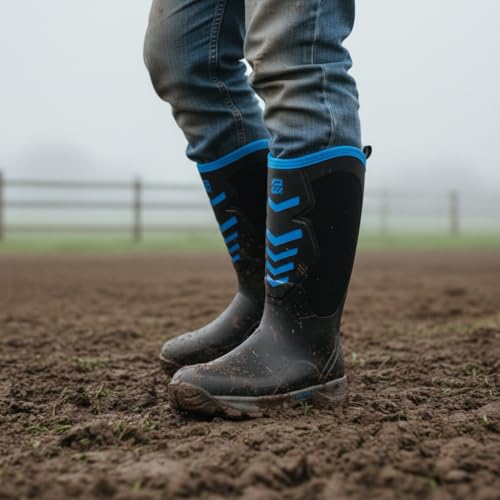 Image of WOVENPAK Rubber Boots for Men, Mens Boots Waterproof Insulated Hunting Boots with Steel Shank, Neoprene Rubber Work Mud Boots Outdoor All Season, Size 6-13