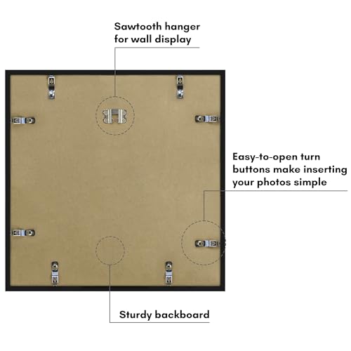 Image of Americanflat 14x14 Picture Frame with Polished Plexiglass - Streamline Collection - Thin Border Square Frame for Wall Display - Hanging Hardware Included - Black