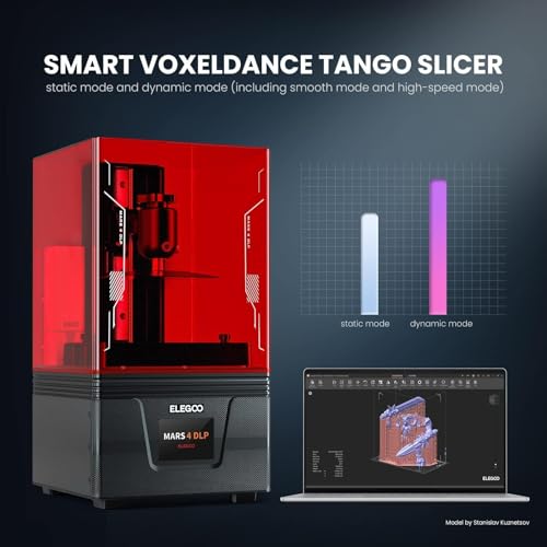 ELEGOO Mars 4 DLP 3D Printer, Desktop Resin 3D Printer with Ultra-Quiet Printing, 20000+ Hours Service Life, and Ultra-Low Operating Power, Printing Size of 5.22 x 2.94 x 5.9 inches