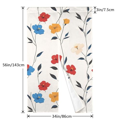 Cortina de puerta de baño tipo media cubierta con estampado floral 4