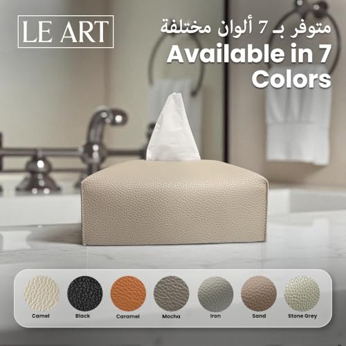 غطاء وحامل علبة مناديل من الجلد من ليرت - حامل علبة مناديل أنيق للمنزل والمكتب والسيارة والفنادق، ديكور غرفة المعيشة وغرفة النوم والحمام | حامل مناديل الوجه، حامل علبة مناديل للسيارة (لون جملي)