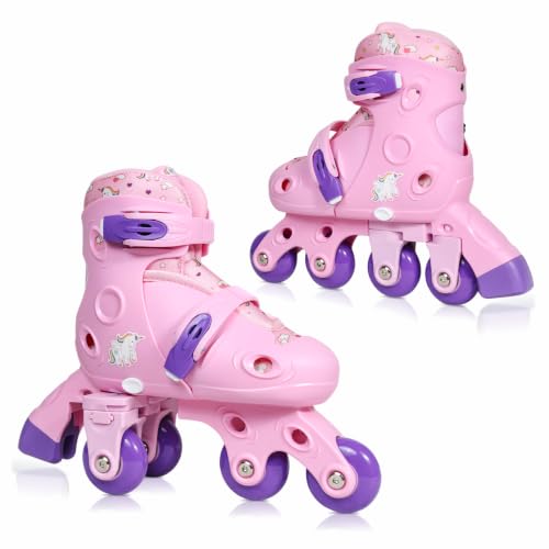 Image of Airavat 2-in-1 Rolling Skates for Kids | Convertible Roller & Inline Skates | ABEC-7 Bearings | High-Grip PU Wheels | Cushion Fit Padding | Secure Buckle & Strap | Pink