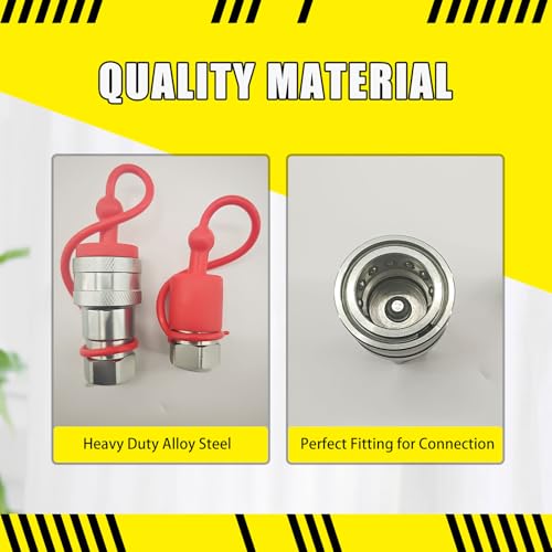Image of 3 /8'' AG,ISO 5675 Hydraulic Quick Connect Coupler Set, 3 /8 inch Body 3 /8 inch NPT Heavy-Duty Carbon Steel Coupling Fittings