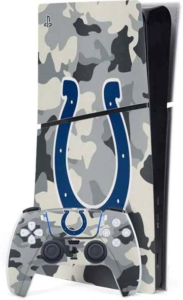 Skinit Decal Gaming Skin Compatible with PS5 Slim Digital Edition Bundle - Officially Licensed NFL Indianapolis Colts Black & White Design