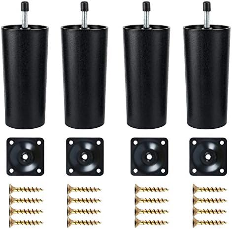 Homend 4 Pack Plastic Sofa Legs, Sofa Legs Replacement Furniture Sofa Legs with Mounting Plates Screws Chair/Couch/Loveseat/Cabinet M8 Thread (Metric 8mm) Compatible for IKEA Or US Made Furniture/Beds