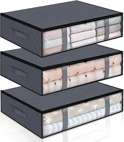 Opiniones y reviews de Accesorios para sistemas de almacenaje - solo los mejores. 41 Paquete de 3 contenedores almacenamiento para ropa, organizador closet contenedores debajo la cama organizar ropa, bolsas de almacenamiento para dormitorio 65x45x15cm (3...