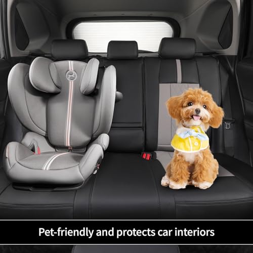 Image of EKR Rav4 Seat Covers Custom Fit for Toyota Rav4 2016 2017 2018(Hybrid) LE,SE,XLE,Limited, Leather Car Seat Cover Full Set for SUV,Faux Leather(Black+Light Gray)
